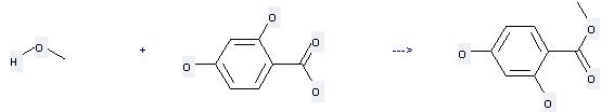 2,4-Dihydroxybenzoic acid can be used to produce 2,4-dihydroxy-benzoic acid methyl ester by heating